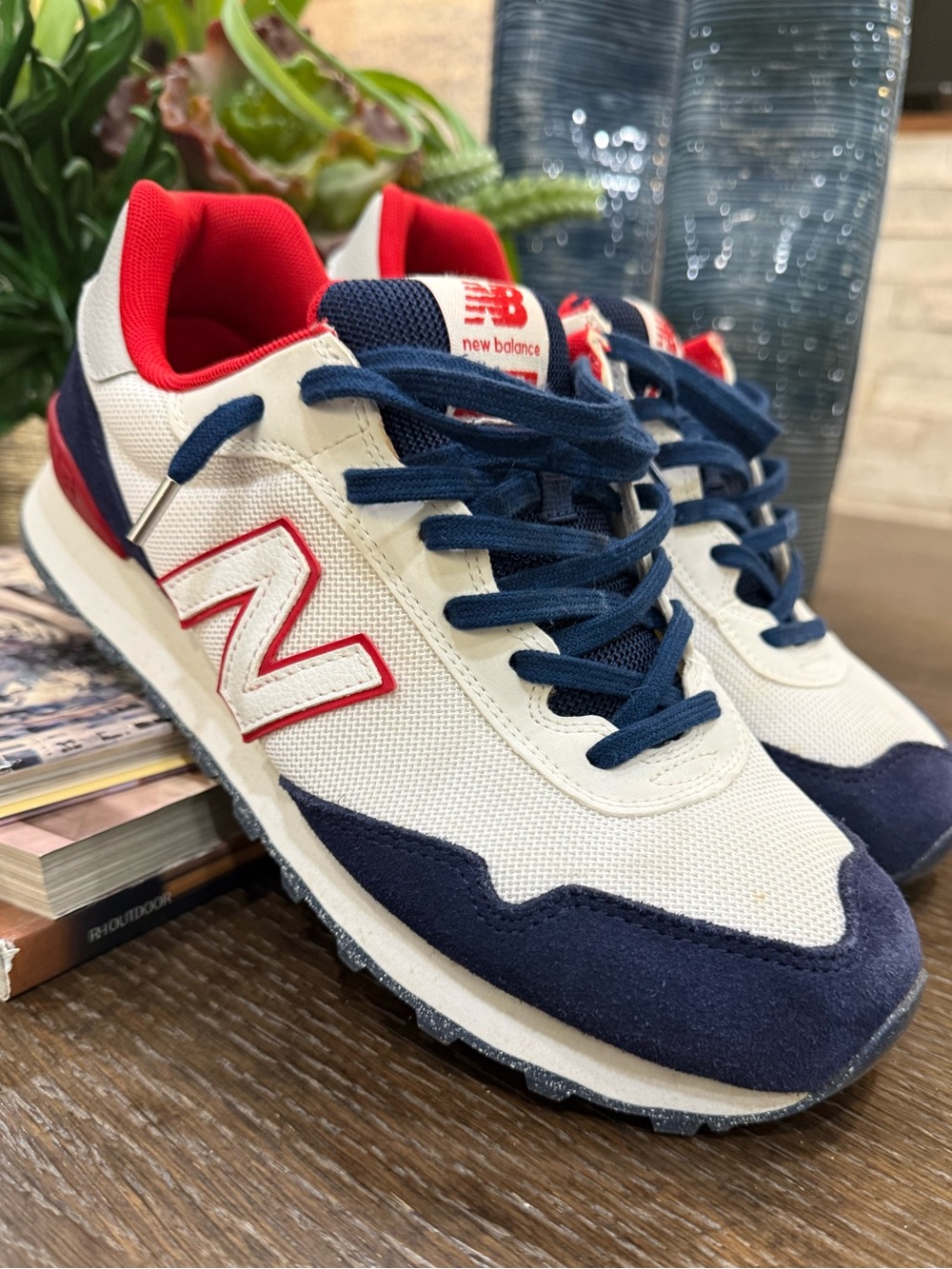 New Balance Men's White Navy & Red 515 Runner Sneakers